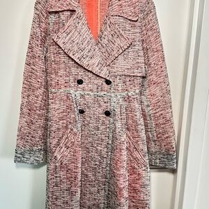 Peter Som Pink, Gray, Black & White Tweed Coat